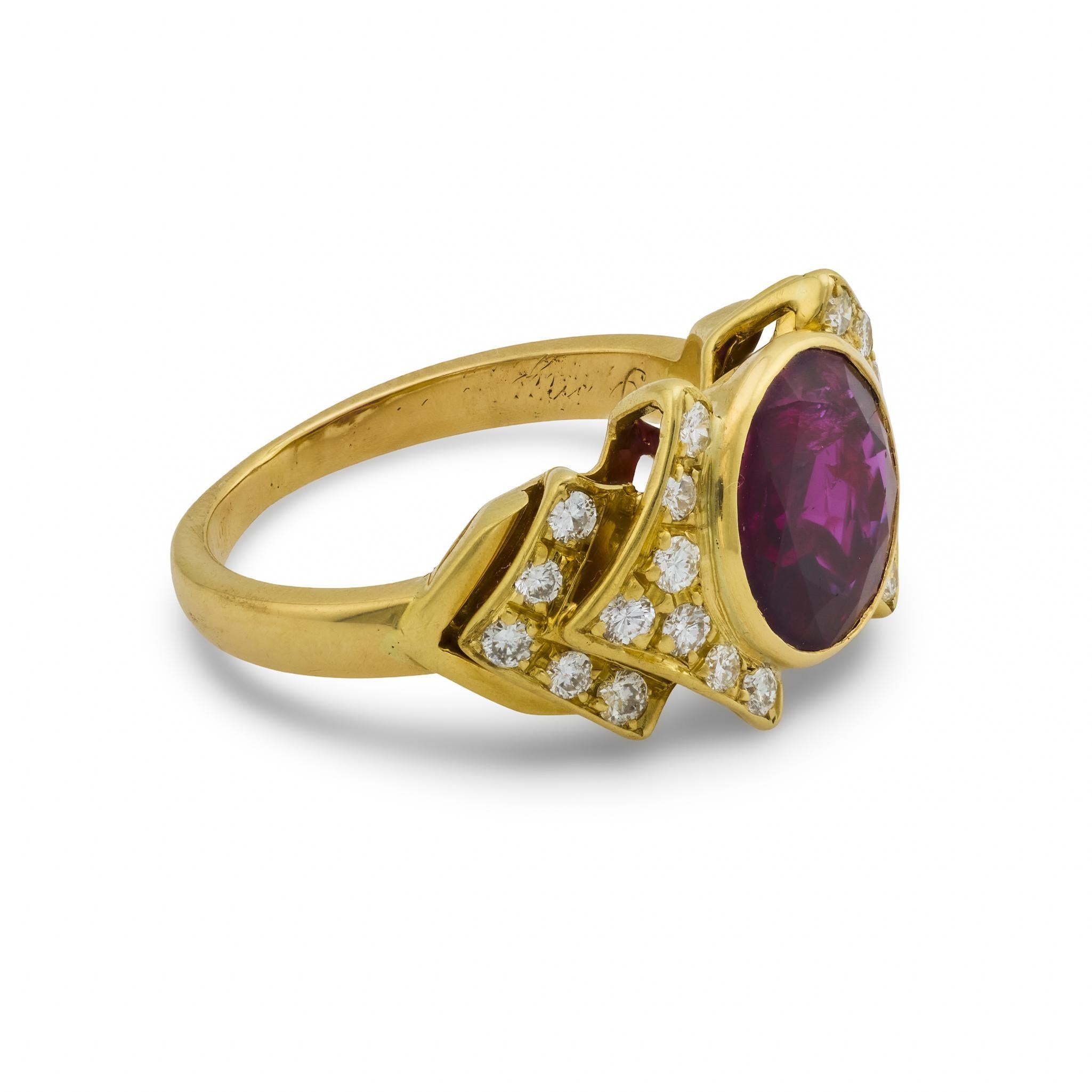 Bvlgari AGL Bague en or jaune 18 carats 3,75 carats rubis diamant sans chaleur Pour femmes en vente