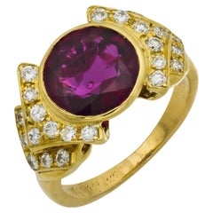 Bvlgari AGL 3.75 carat no heat ruby diamond 18k yellow gold ring