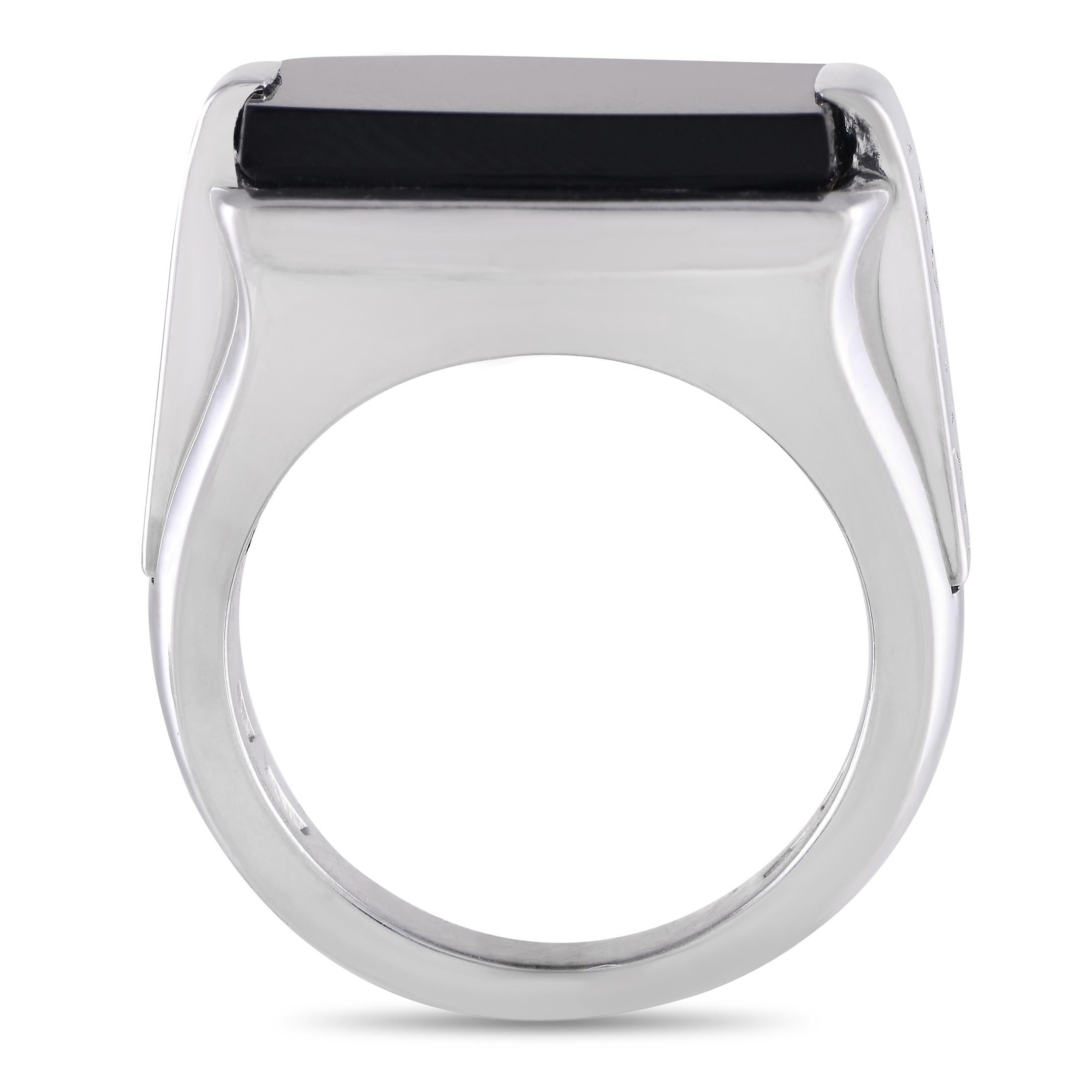 Mixed Cut Bvlgari Allegra 18k White Gold Black Onyx Ring For Sale