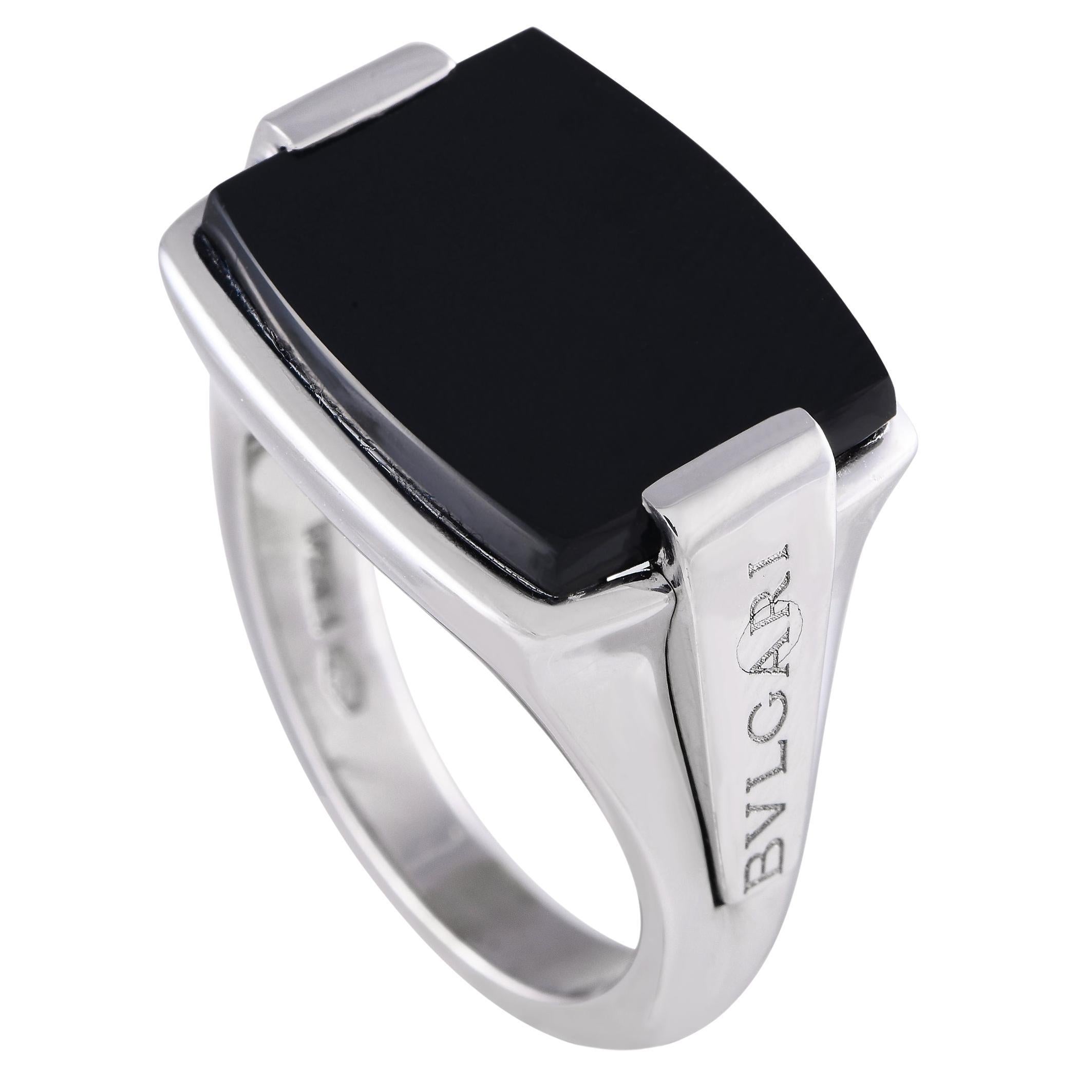 Bvlgari Allegra 18k White Gold Black Onyx Ring For Sale