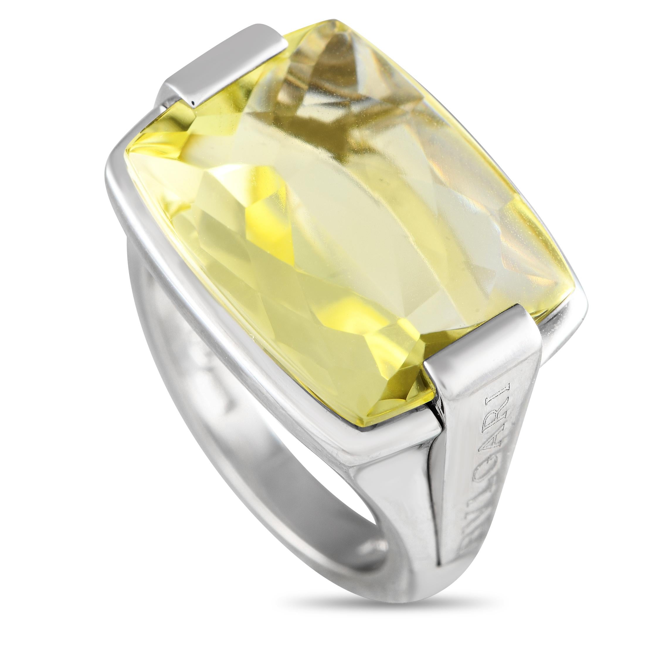 Bvlgari Allegra 18K White Gold Lemon Citrine Ring In Excellent Condition For Sale In Southampton, PA