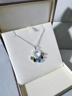 Bvlgari Allegra 18K White Gold Multi-Gemstone Heart Slide Pendant Necklace