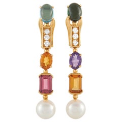 Bvlgari Allegra 18K Yellow Gold Diamond Multi-Gem Articulated Drop Earrings