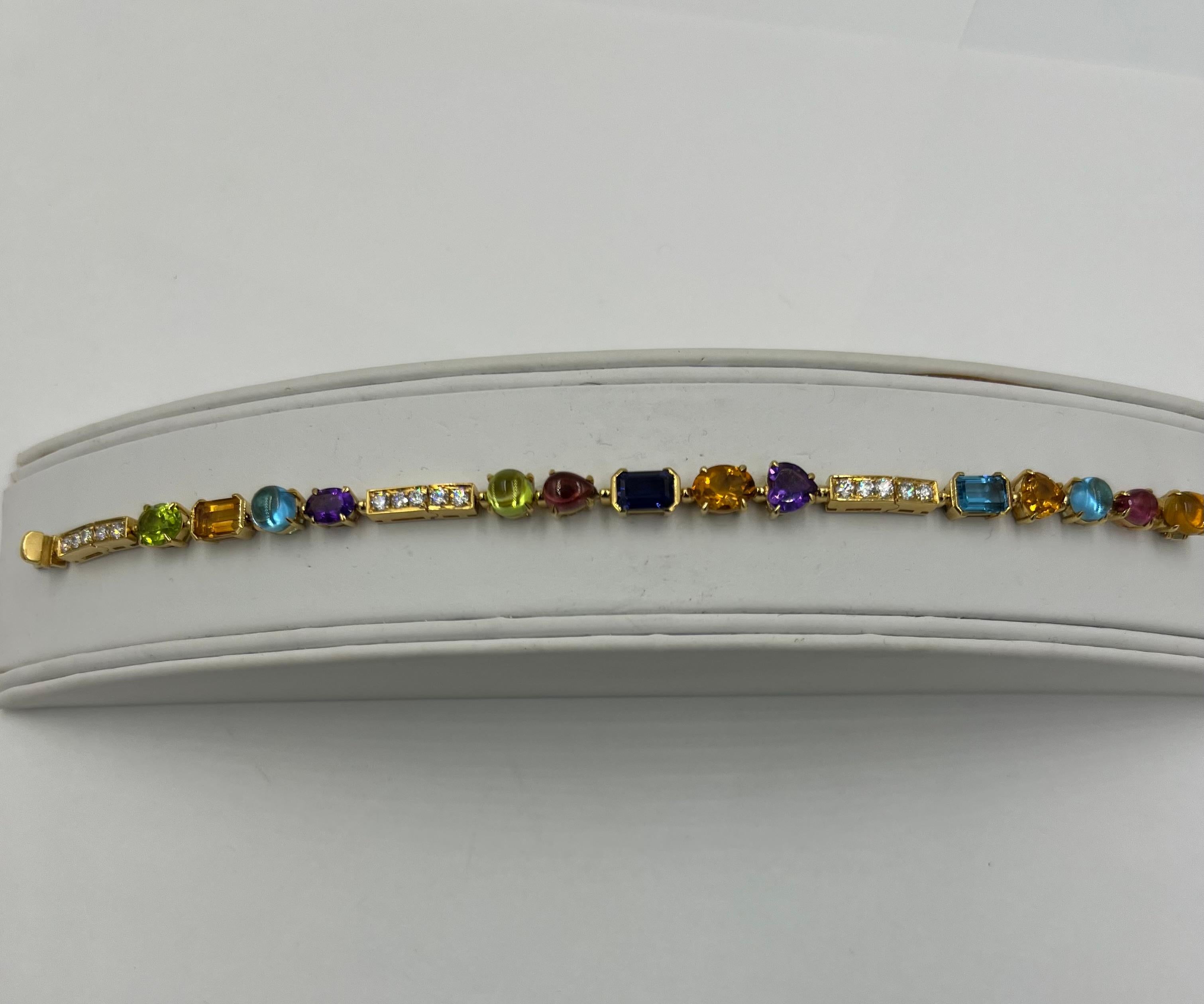 Contemporary Bvlgari Allegra Colored Stone Diamond Yellow Gold Bracelet 