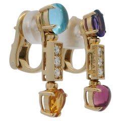 BVLGARI Allegra Earrings 18K Y.G. Amethyst Pink Tourmaline Citrine