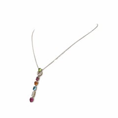 Bvlgari Allegra Lariat White Gold Diamond Multi Stone Pendant Necklace