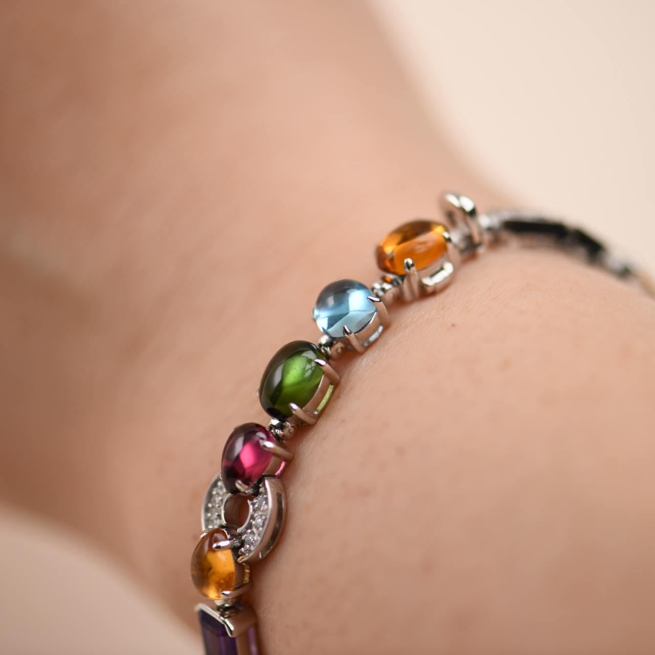 Bvlgari Allegra - Bracelet en or blanc 18 carats avec plusieurs pierres précieuses Unisexe en vente