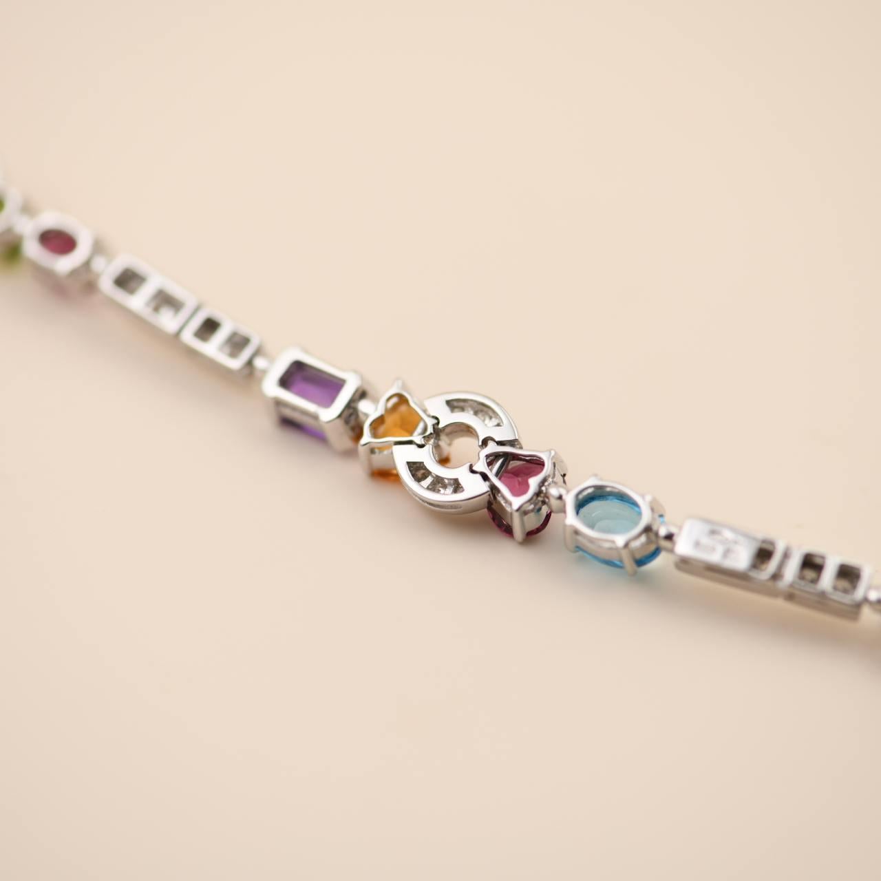 Bvlgari Allegra - Bracelet en or blanc 18 carats avec plusieurs pierres précieuses en vente 2