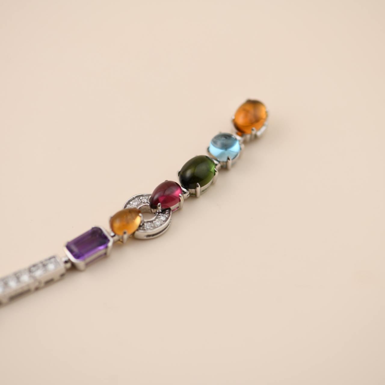 Bvlgari Allegra - Bracelet en or blanc 18 carats avec plusieurs pierres précieuses en vente 4