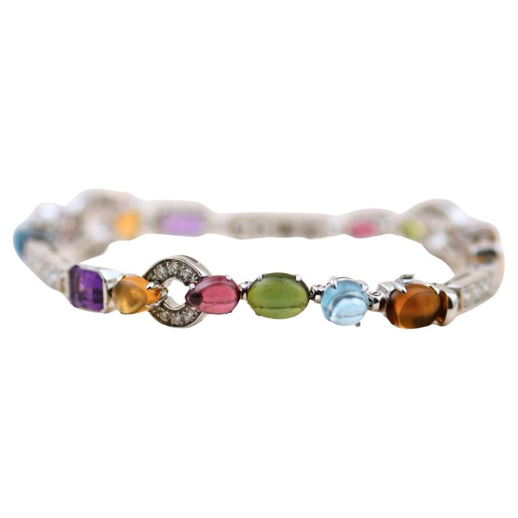 Bvlgari Allegra Multi-Gemstone 18K White Gold Bracelet