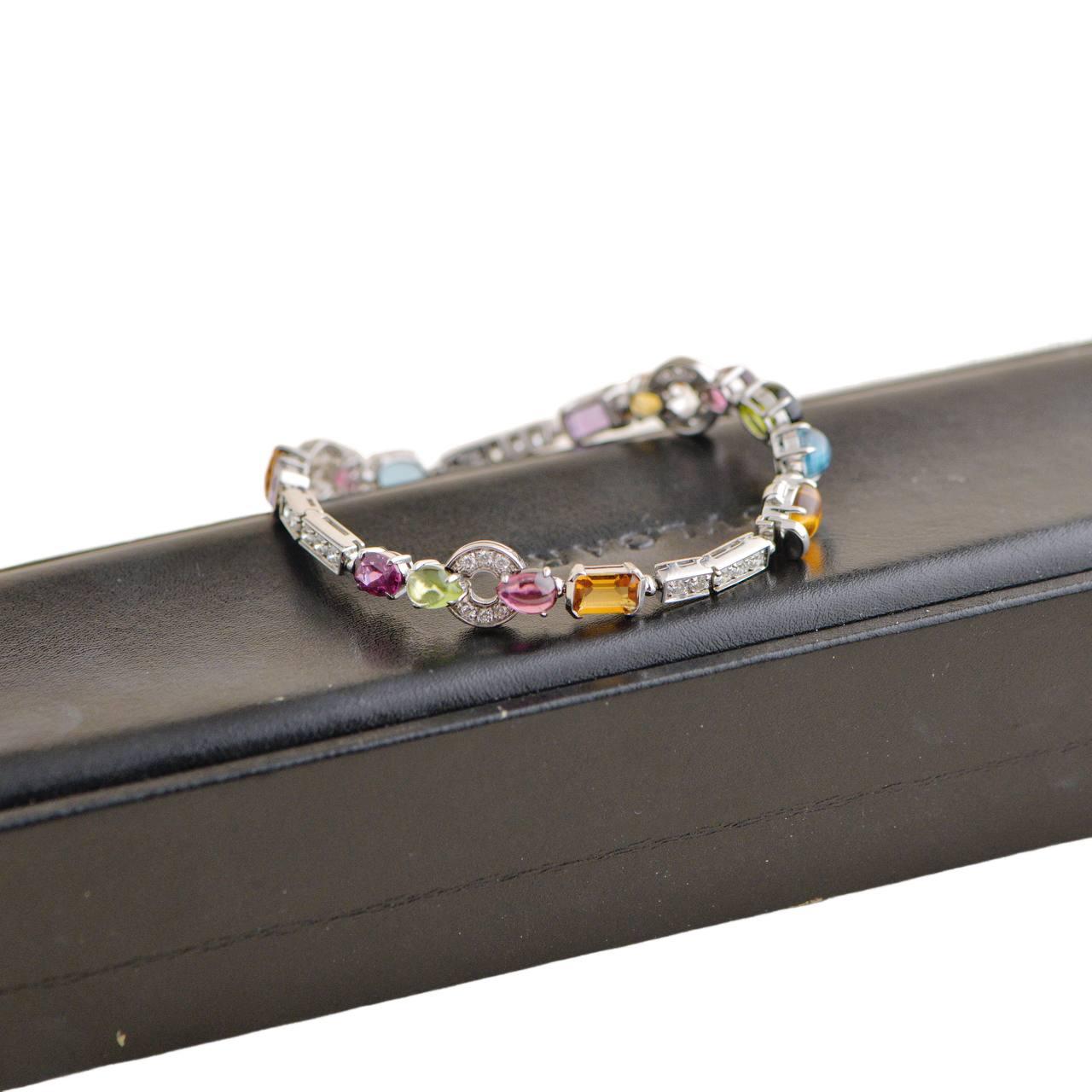 Brilliant Cut Bvlgari Allegra Multi-Gemstone White Gold Bracelet