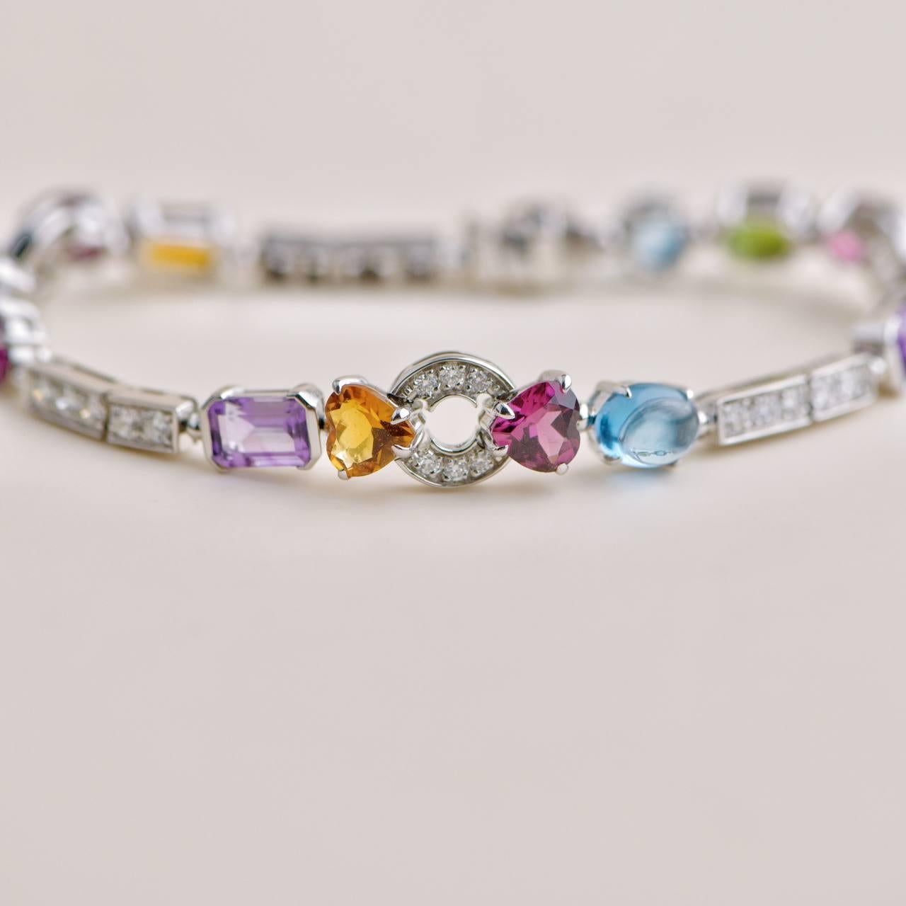 Women's or Men's Bvlgari Allegra Multi-Gemstone White Gold Bracelet
