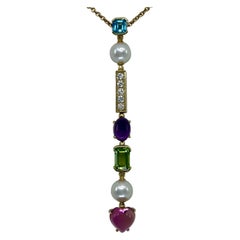 Bvlgari Allegra Tourmaline Peridot Pear & Diamond 18k Yellow Gold Drop Necklace