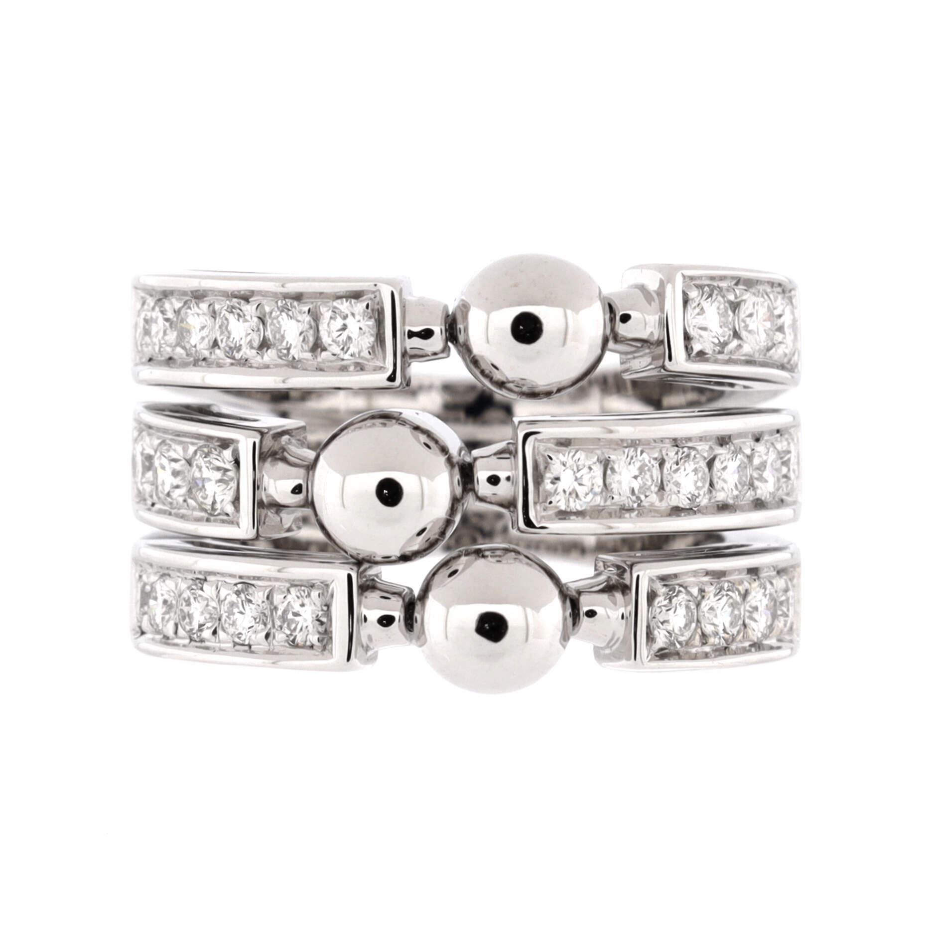 Condition: Very good. Moderate wear throughout.
Accessories: No Accessories
Measurements: Size: 6.5, Width: 6.30 mm
Designer: Bvlgari
Model: Allegra Triple Band Ring 18K White Gold with Diamonds
Exterior Color: White Gold
Item Number: 210806/21