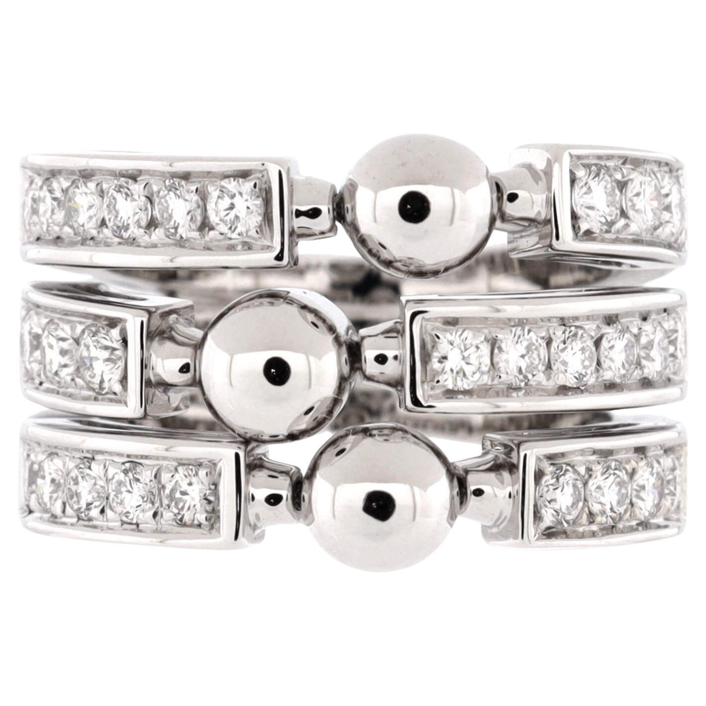 Bvlgari Allegra Triple Band Ring 18K White Gold with Diamonds For Sale