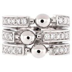 Bvlgari Bague à triple anneau Allegra en or blanc 18 carats avec diamants