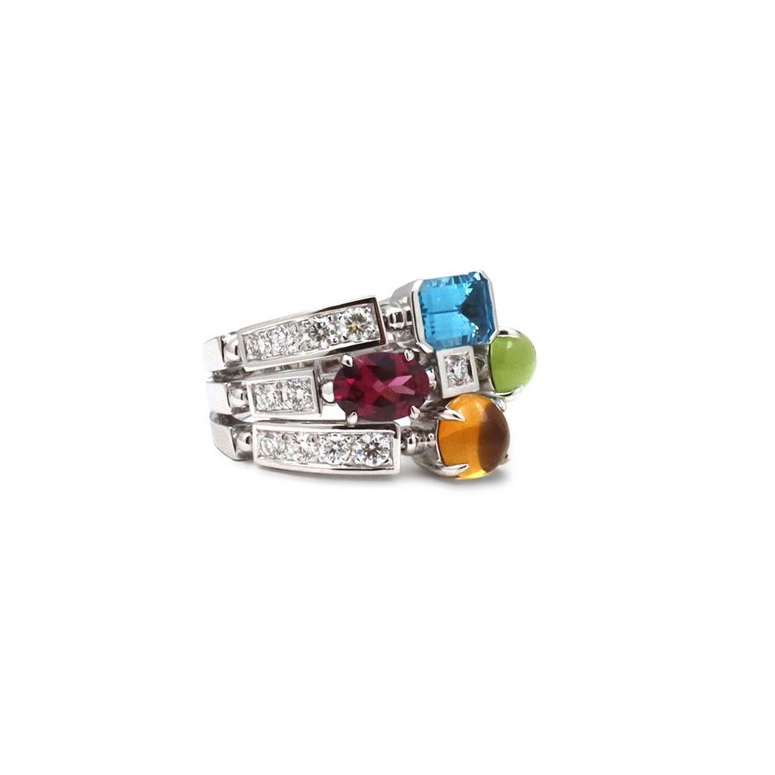 Bvlgari Allegra Weißgold Multi Stein Diamant Ring (Rundschliff)