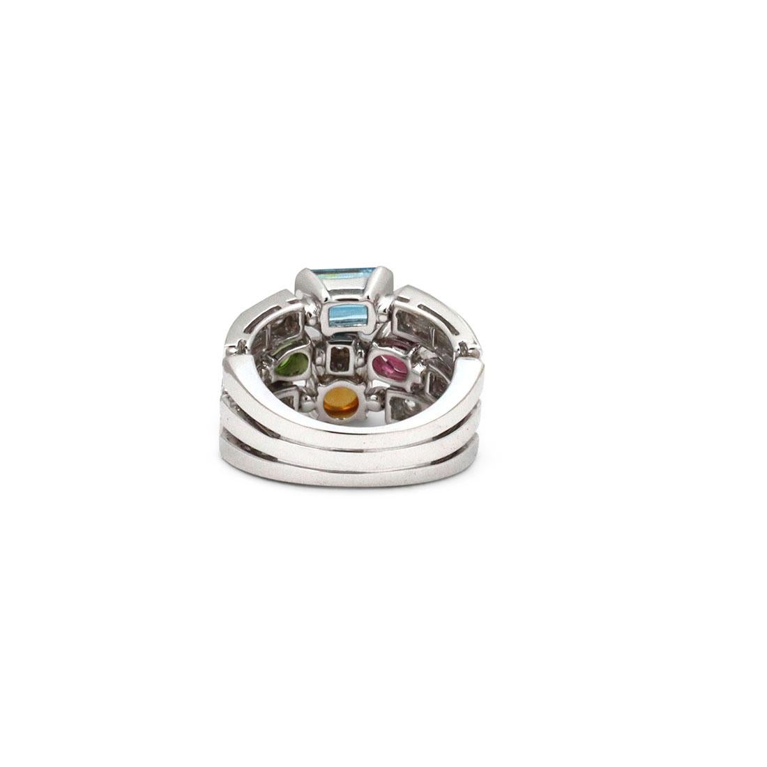 Bvlgari Allegra Weißgold Multi Stein Diamant Ring im Zustand „Hervorragend“ in New York, NY