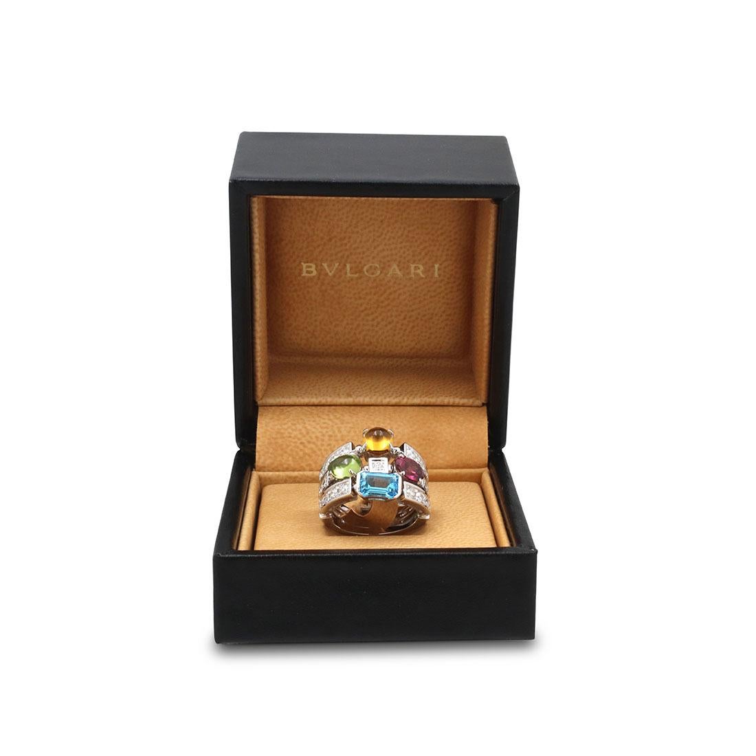 Bvlgari Allegra Weißgold Multi Stein Diamant Ring für Damen oder Herren