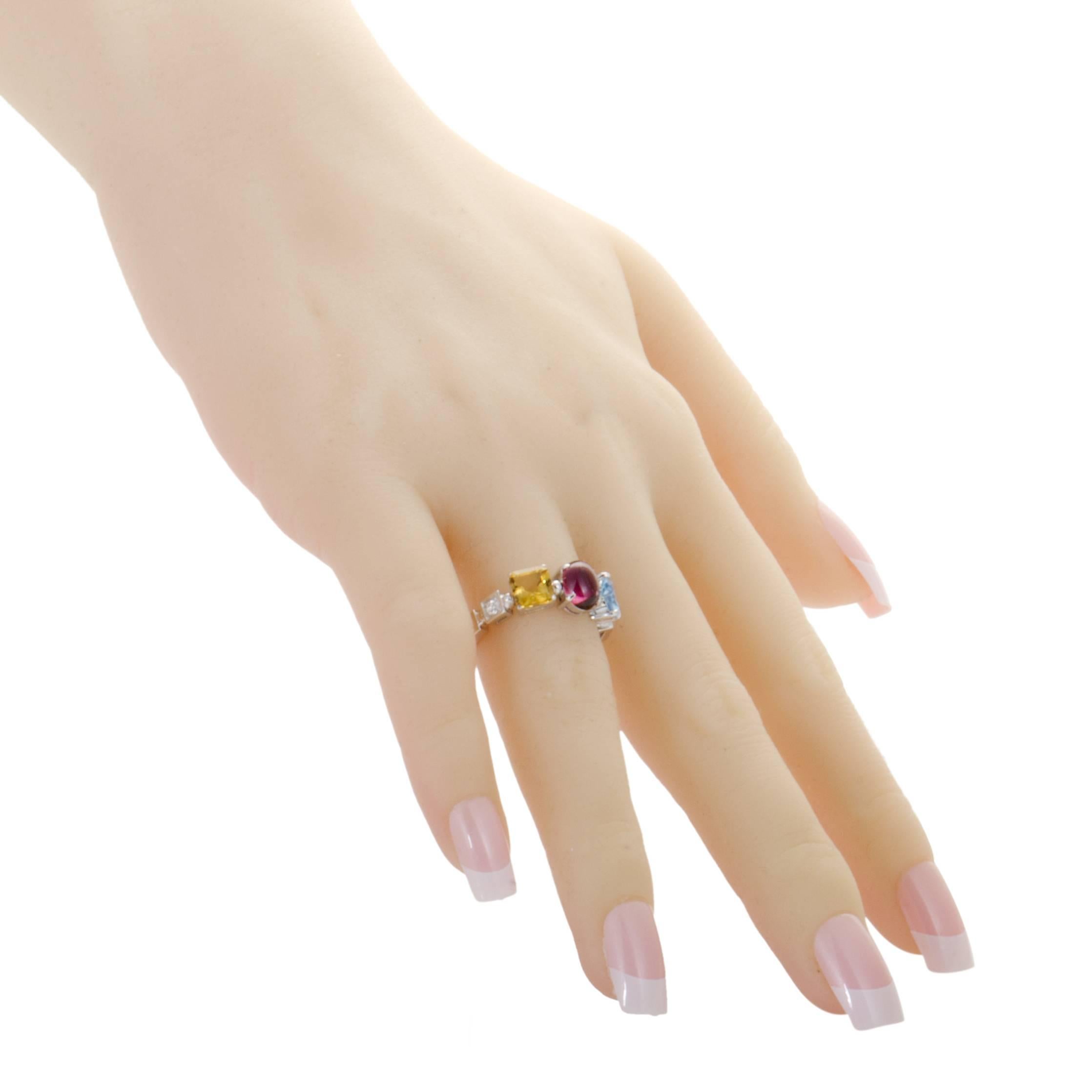 Women's Bvlgari Allegra Women’s 18 Karat White Gold Diamond and Gemstone Band Ring
