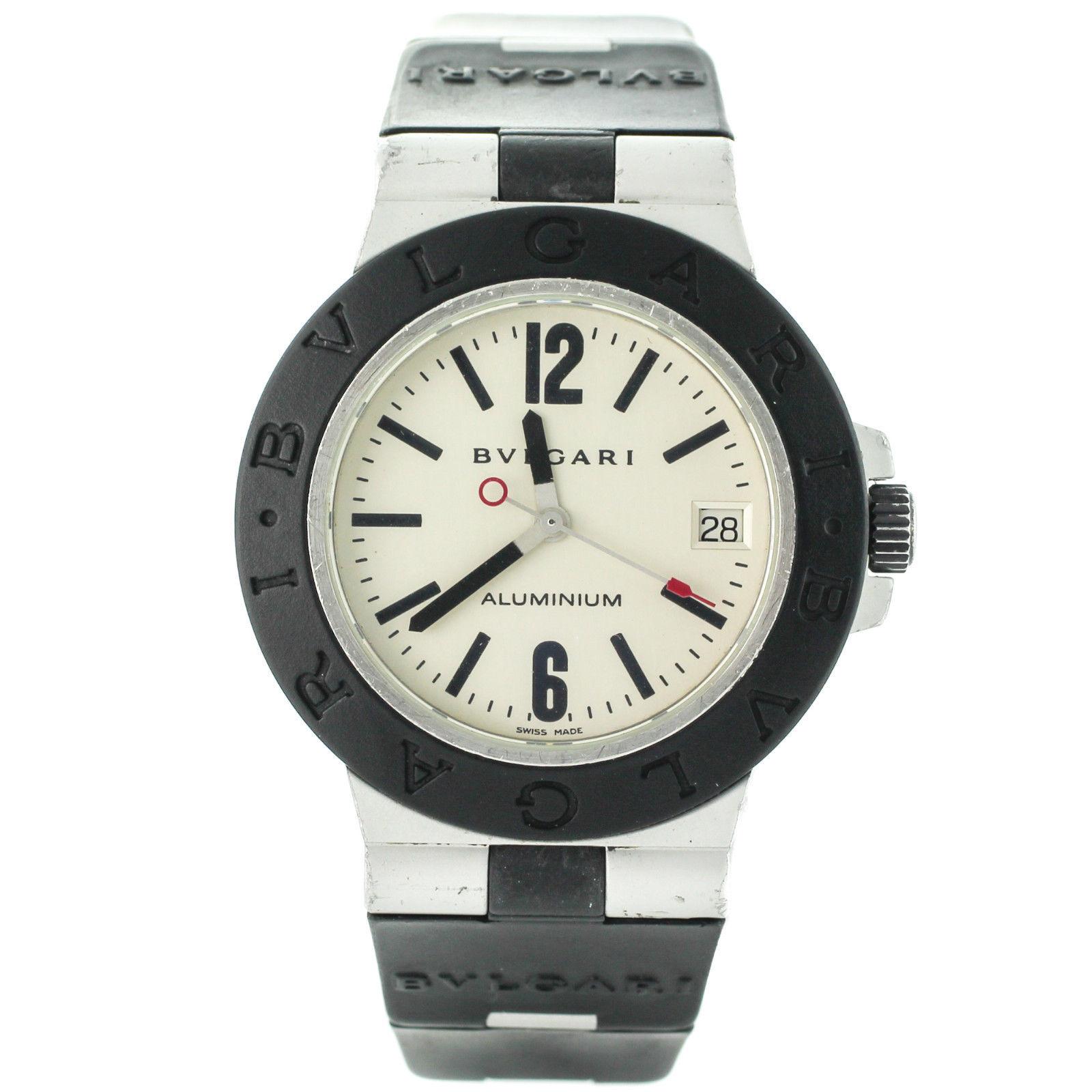 Bvlgari Aluminium Rubber Band Cream Dial Date Swiss Automatic Men's Watch  AL38A For Sale at 1stDibs | bvlgari al38a