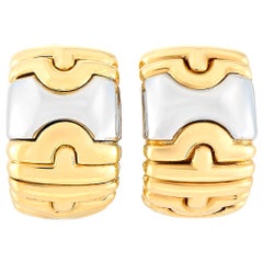 Bvlgari Alveare 18 Karat Yellow Gold and Stainless Steel Earrings