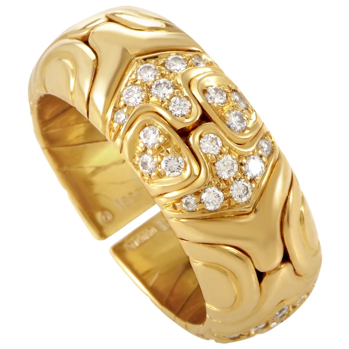 Bvlgari Alveare 18 Karat Yellow Gold Diamond Band Ring