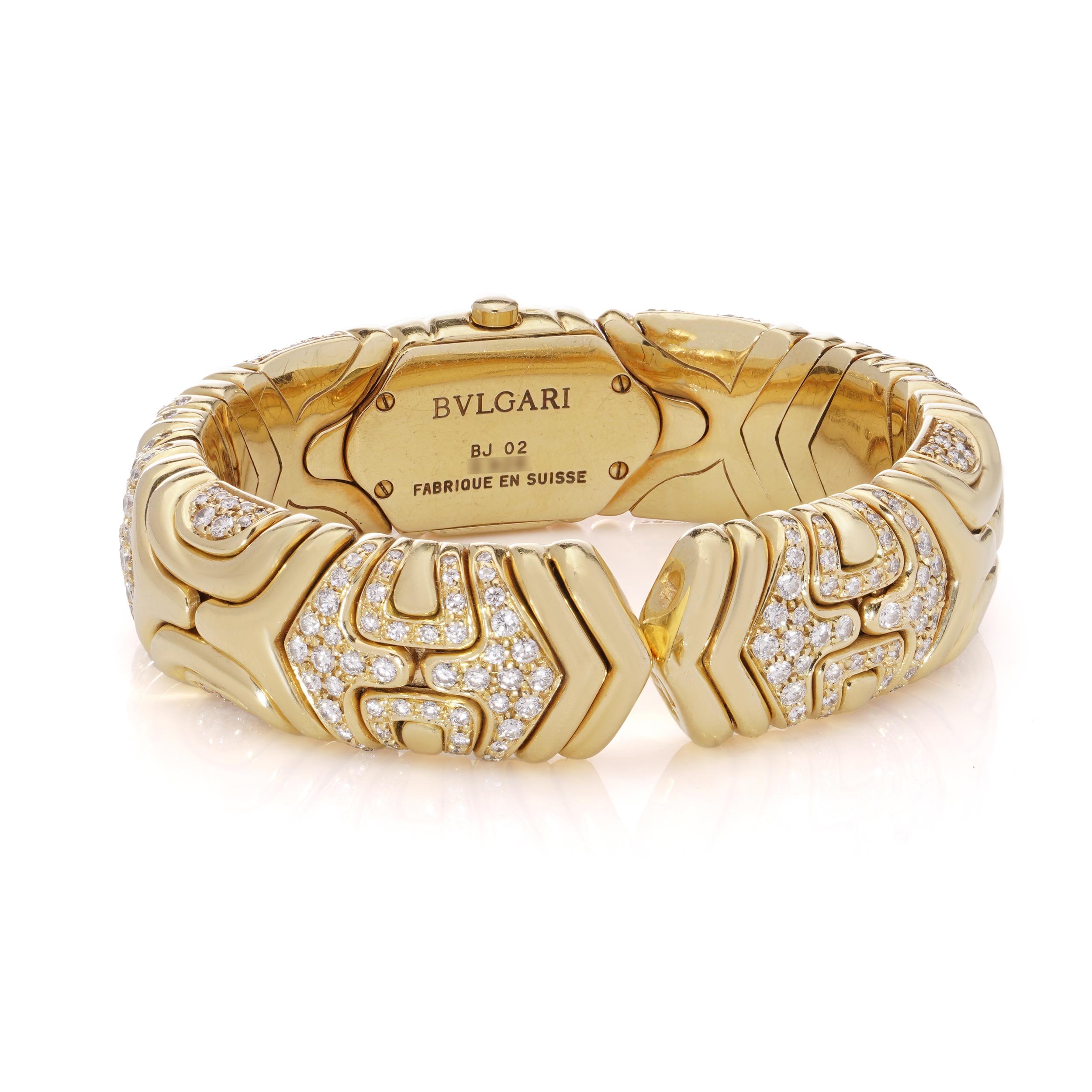 Women's Bvlgari  'Alveare' 18kt. Yellow gold and Pavé set Diamond Watch-Bracelet For Sale