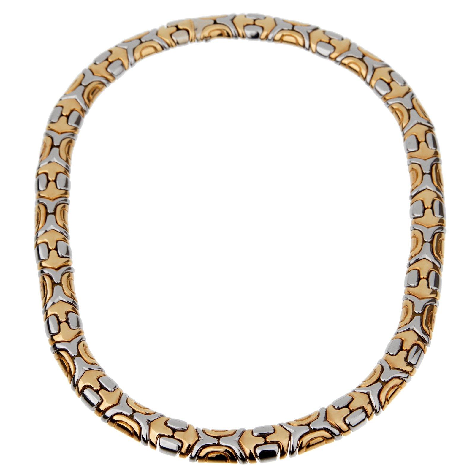 Bvlgari Alveare White Yellow Gold Choker Necklace In Excellent Condition In Feasterville, PA