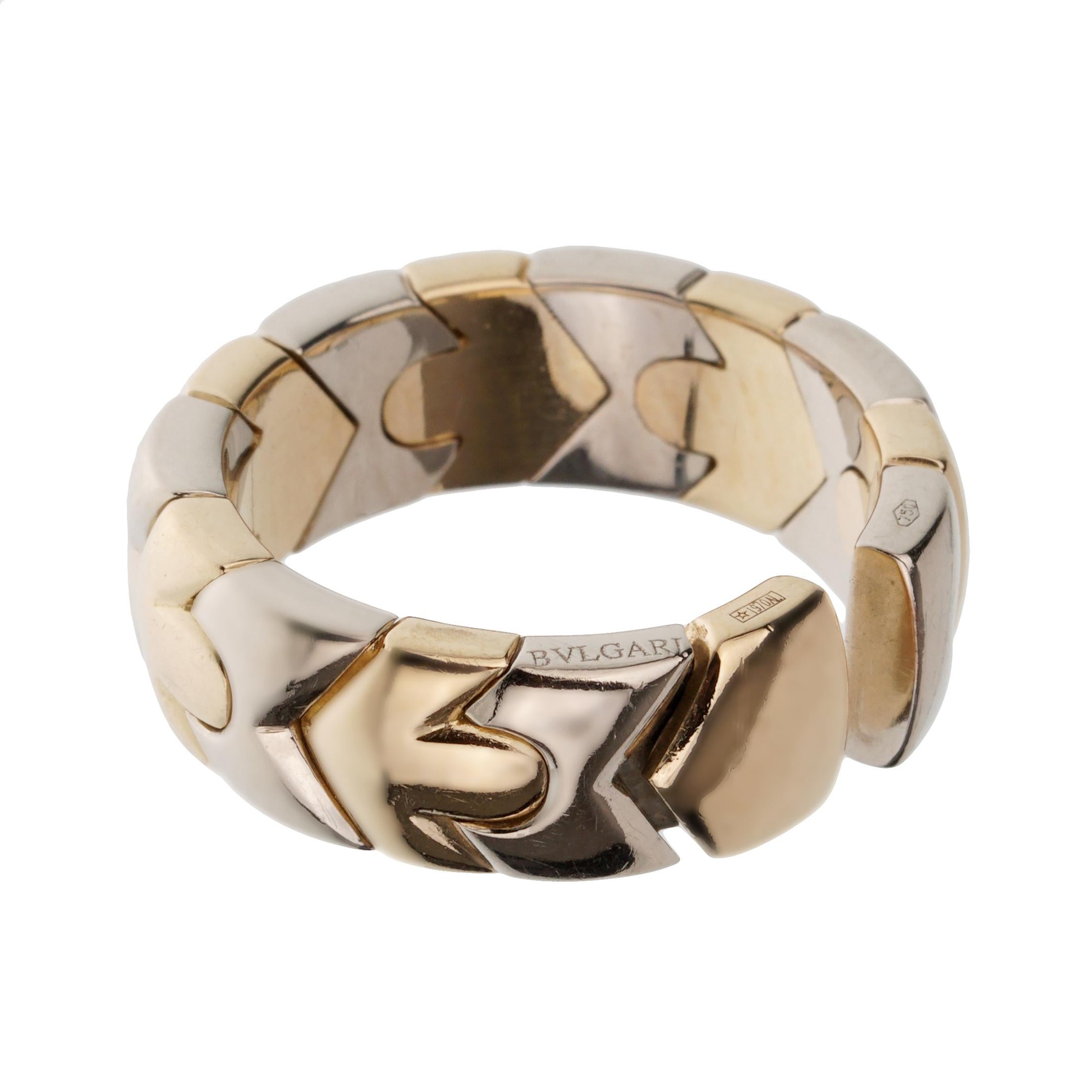 Women's or Men's Bvlgari Alveare White & Yellow Gold Vintage Band Ring For Sale