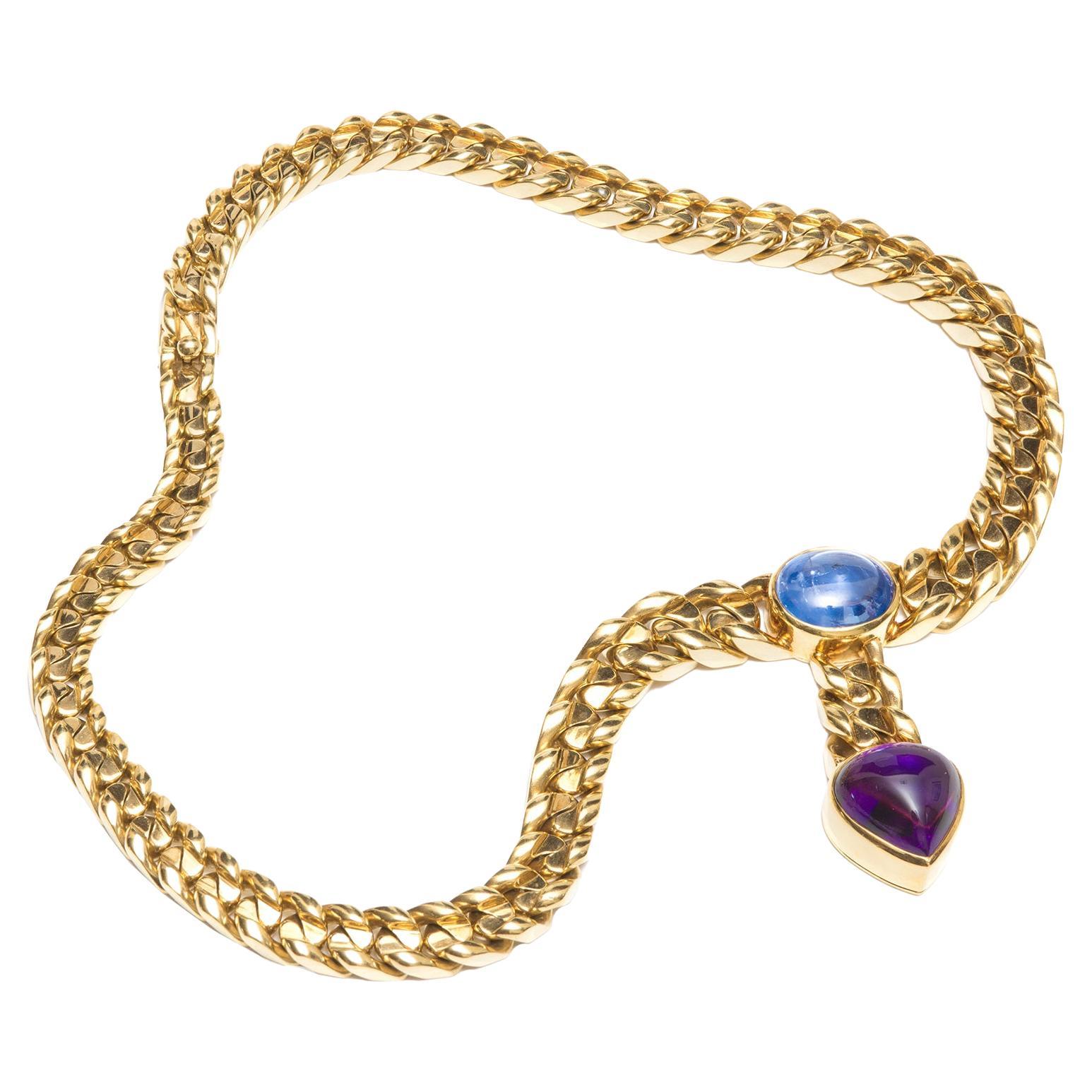Bvlgari Amethyst and Blue Tourmaline Necklace For Sale