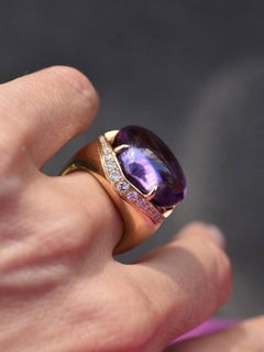 BVLGARI Amethyst and Diamond Ring in 18K Yellow Gold Ring