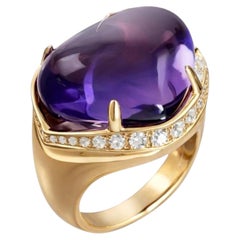 BVLGARI Amethyst and Diamond Ring in 18K Yellow Gold Ring