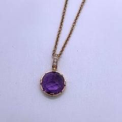 Bvlgari Amethyst and Diamond Rose Gold Pendant Necklace
