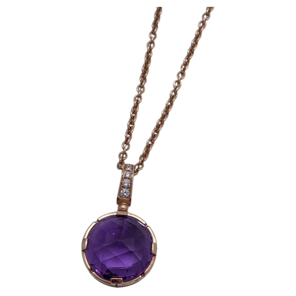 Bvlgari Amethyst and Diamond Rose Gold Pendant Necklace