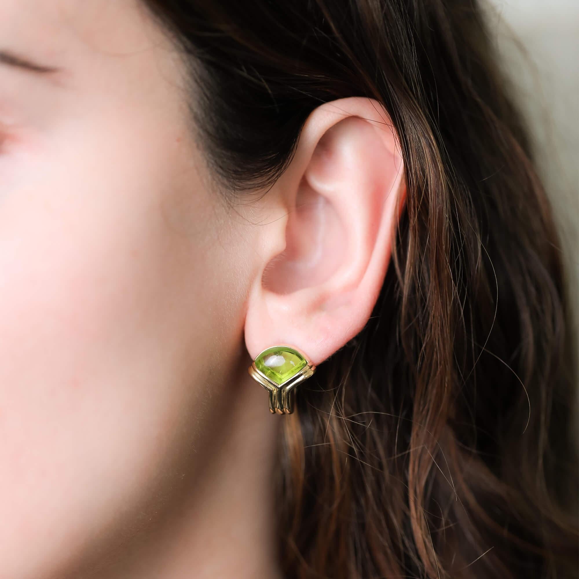 Modern Bvlgari Amethyst & Peridot Earrings Circa 1990s For Sale