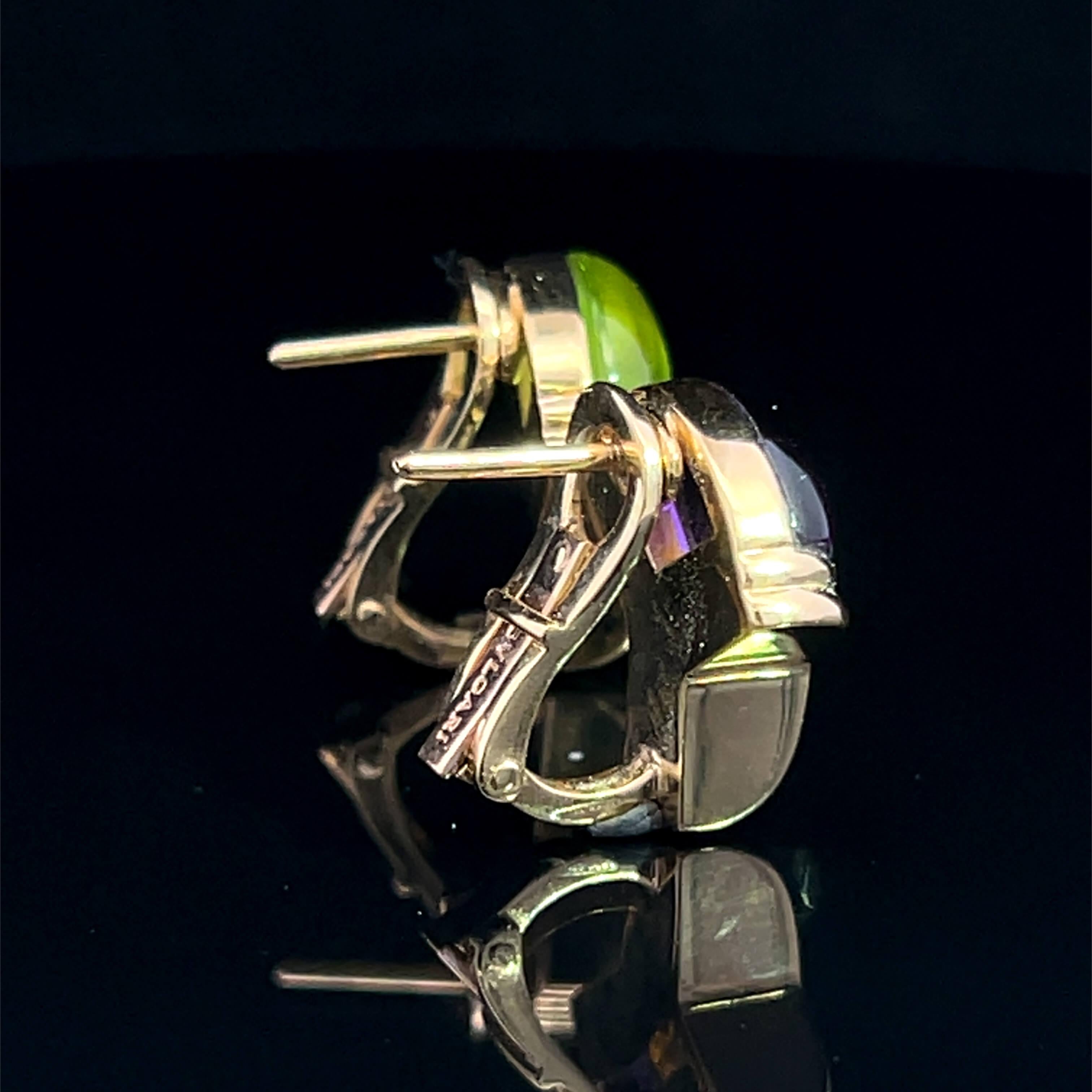 Bvlgari Amethyst & Peridot Earrings Circa 1990s In Good Condition For Sale In ADELAIDE, SA