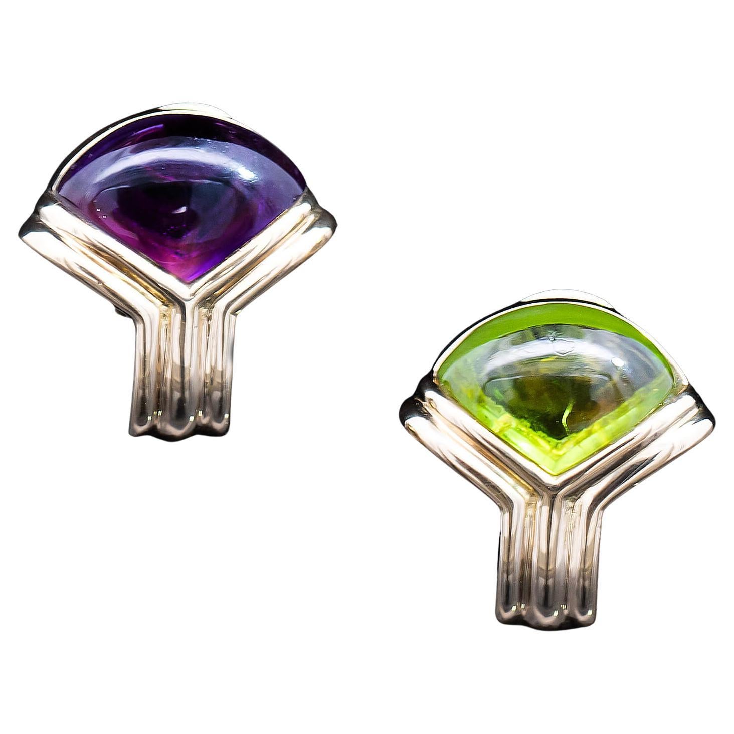 Bvlgari Amethyst & Peridot Earrings Circa 1990s