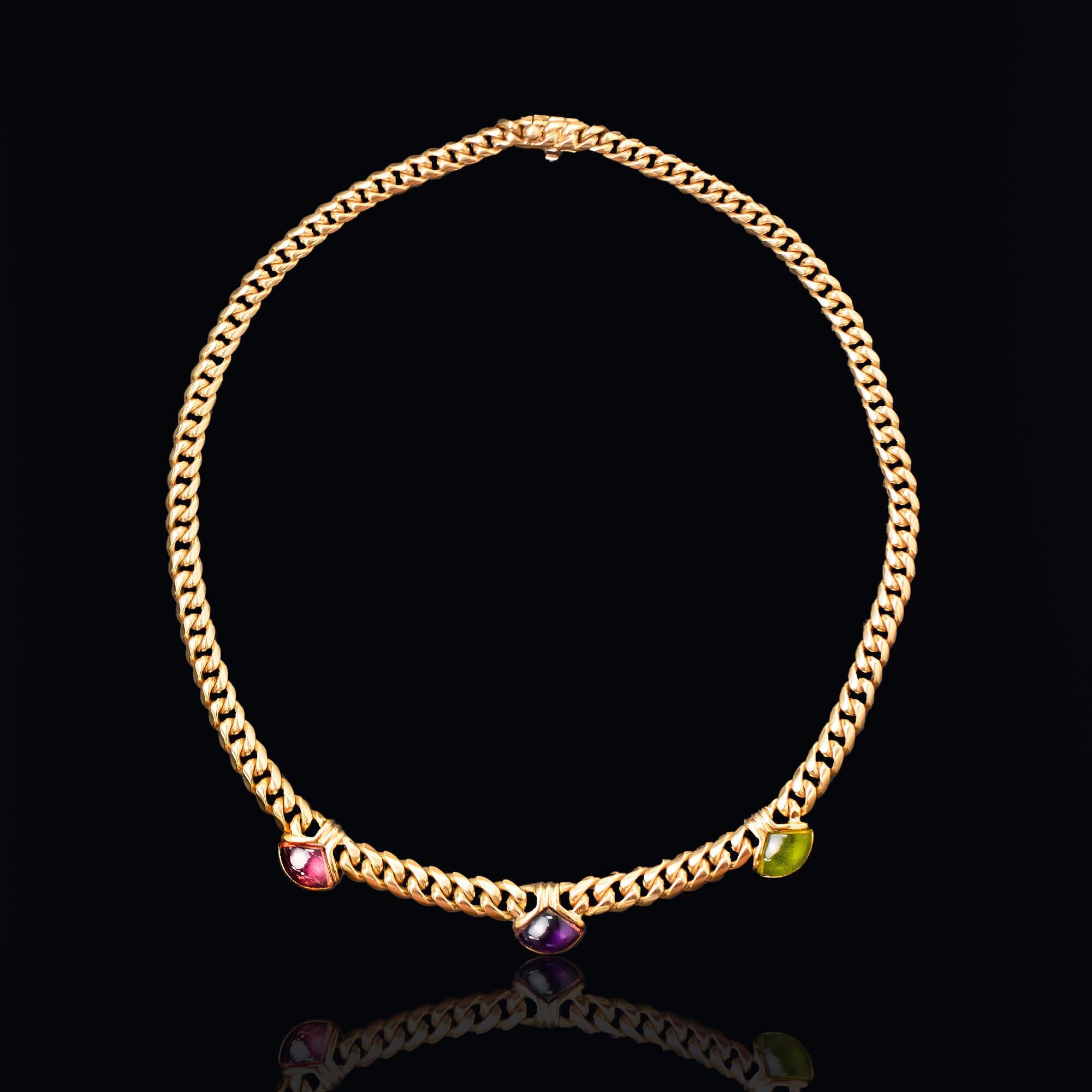 Modern Bvlgari Amethyst, Tourmaline & Peridot Necklet Circa 1990s For Sale