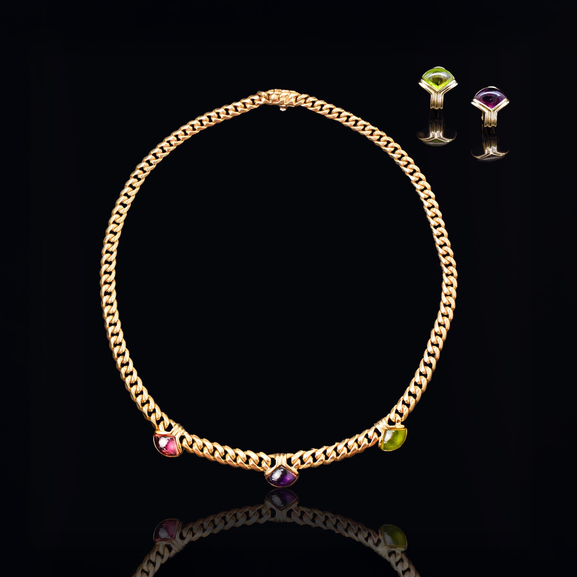Bvlgari Amethyst, Tourmaline & Peridot Necklet Circa 1990s For Sale 3