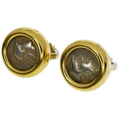 Vintage Bvlgari Ancient Coin 18 Karat Yellow Gold Monete Studs Earring