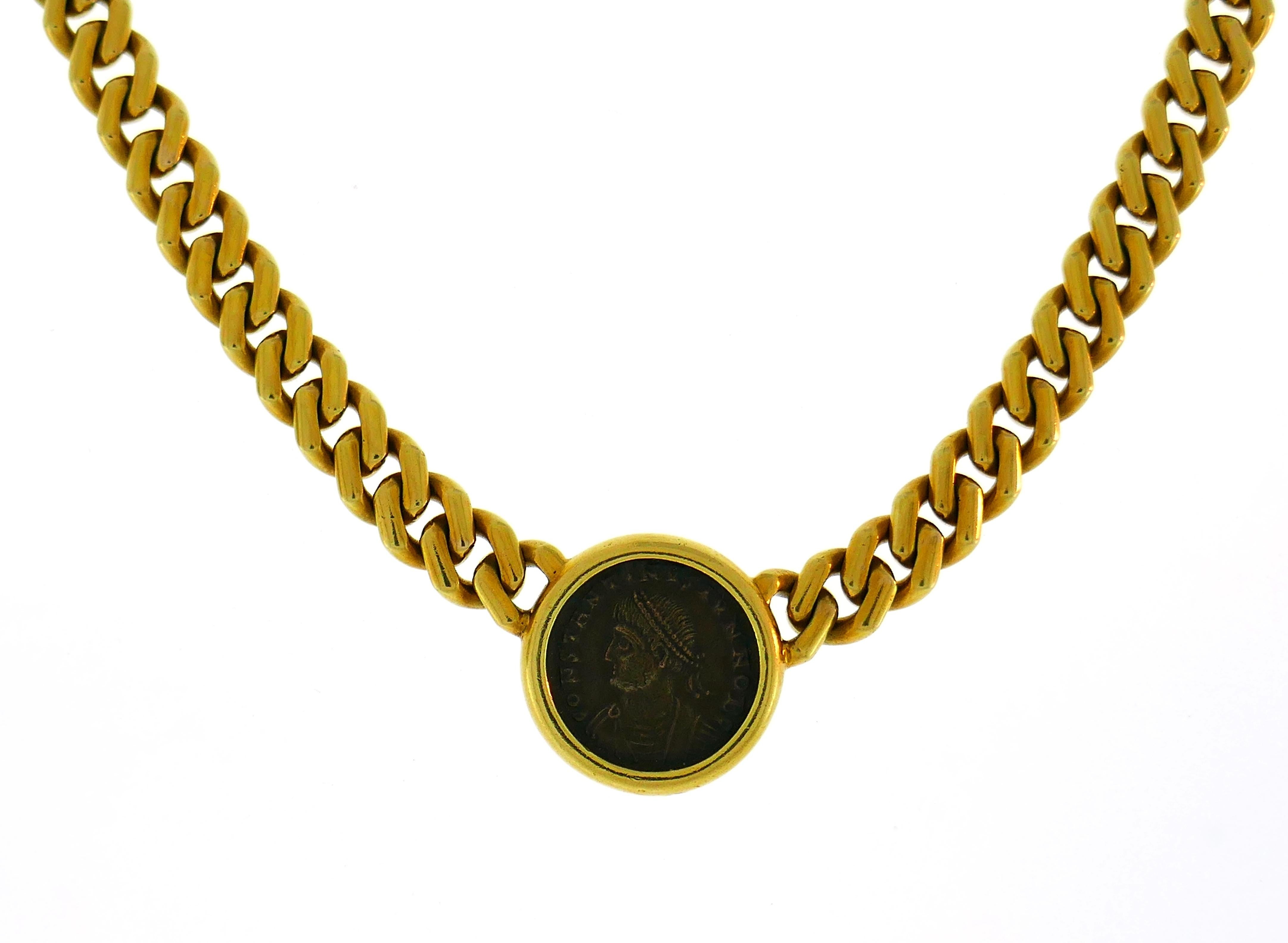 Bvlgari Antike Münze Gelbgold Kette Halskette Bulgari Monete im Zustand „Hervorragend“ in Beverly Hills, CA