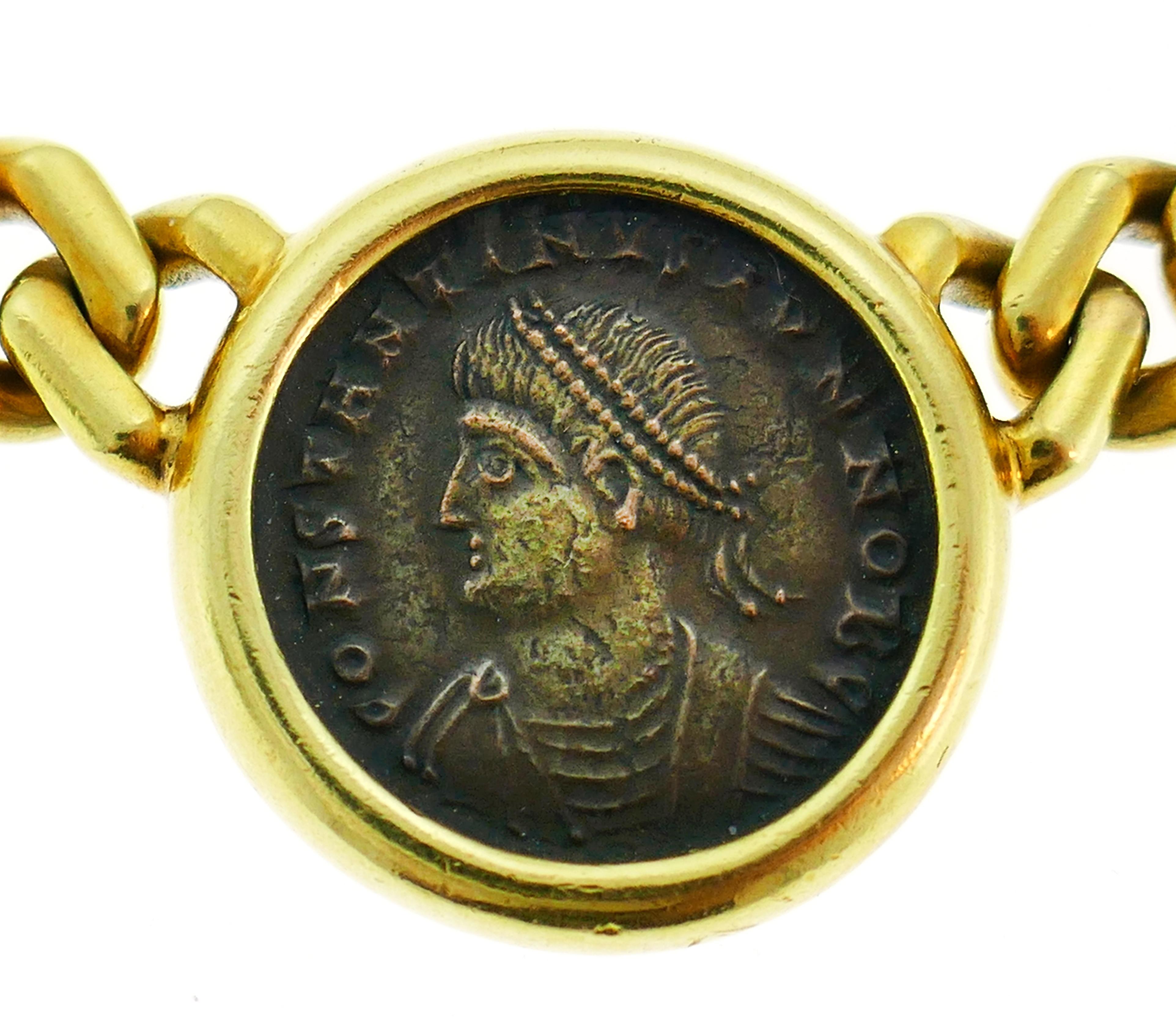 Bvlgari Antike Münze Gelbgold Kette Halskette Bulgari Monete Damen