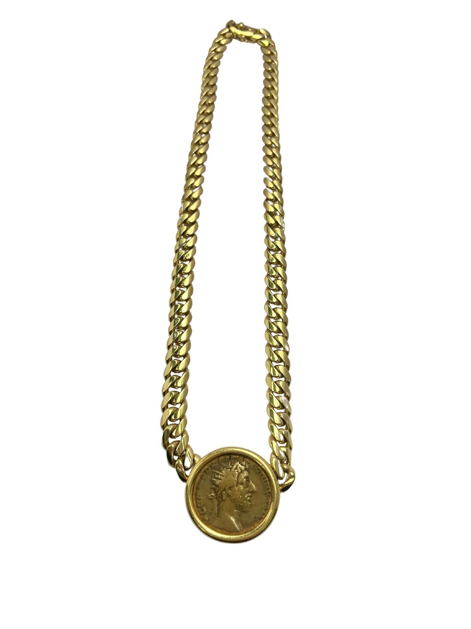 Bvlgari Ancient Roman Coin Gold Chain Pendant Necklace

Details:
Necklace length 7.48