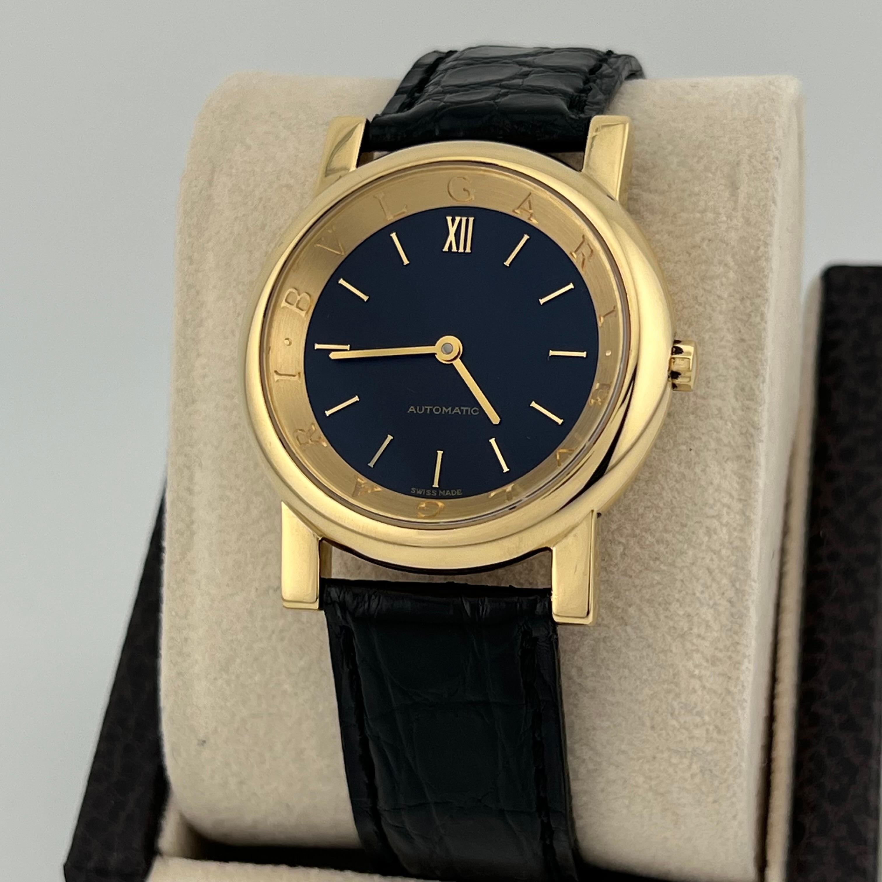 Bvlgari Anfiteatro AT35GL 35mm Oro Giallo 18K Quadrante Nero Automatico Scatola Documenti In condizioni ottime in vendita a San Diego, CA