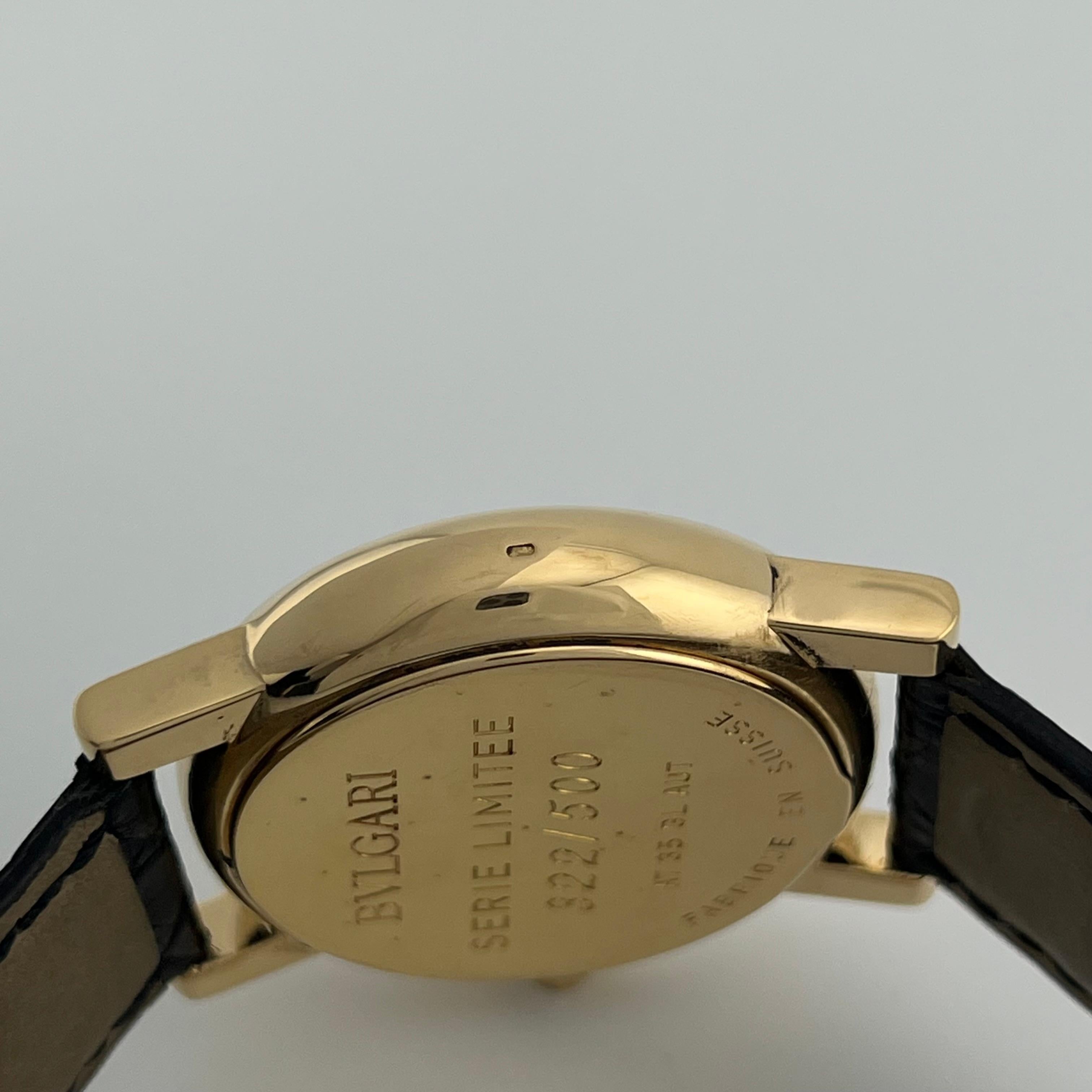 Bvlgari Anfiteatro AT35GL 35mm Oro Giallo 18K Quadrante Nero Automatico Scatola Documenti in vendita 1