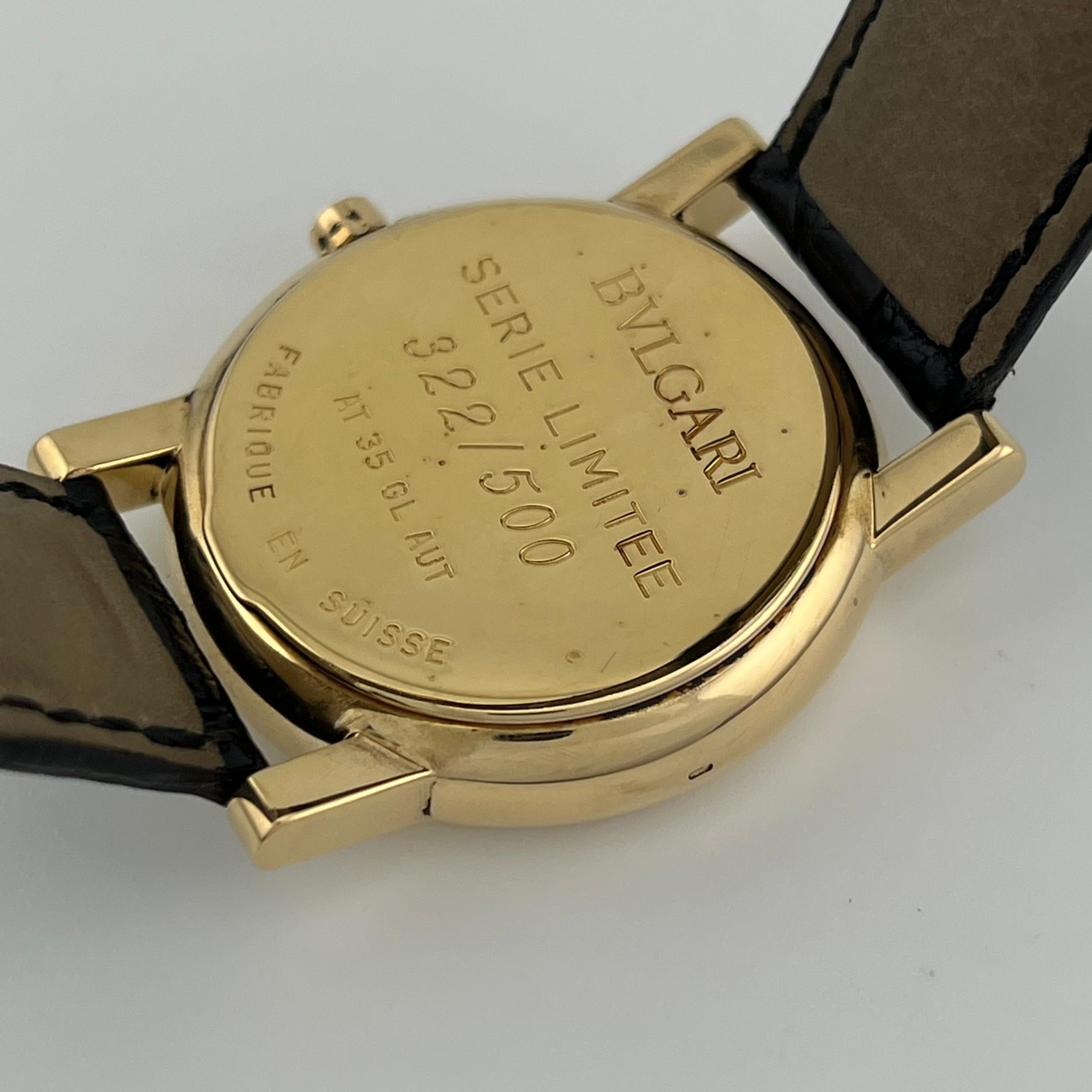 Bvlgari Anfiteatro AT35GL 35mm Oro Giallo 18K Quadrante Nero Automatico Scatola Documenti in vendita 2