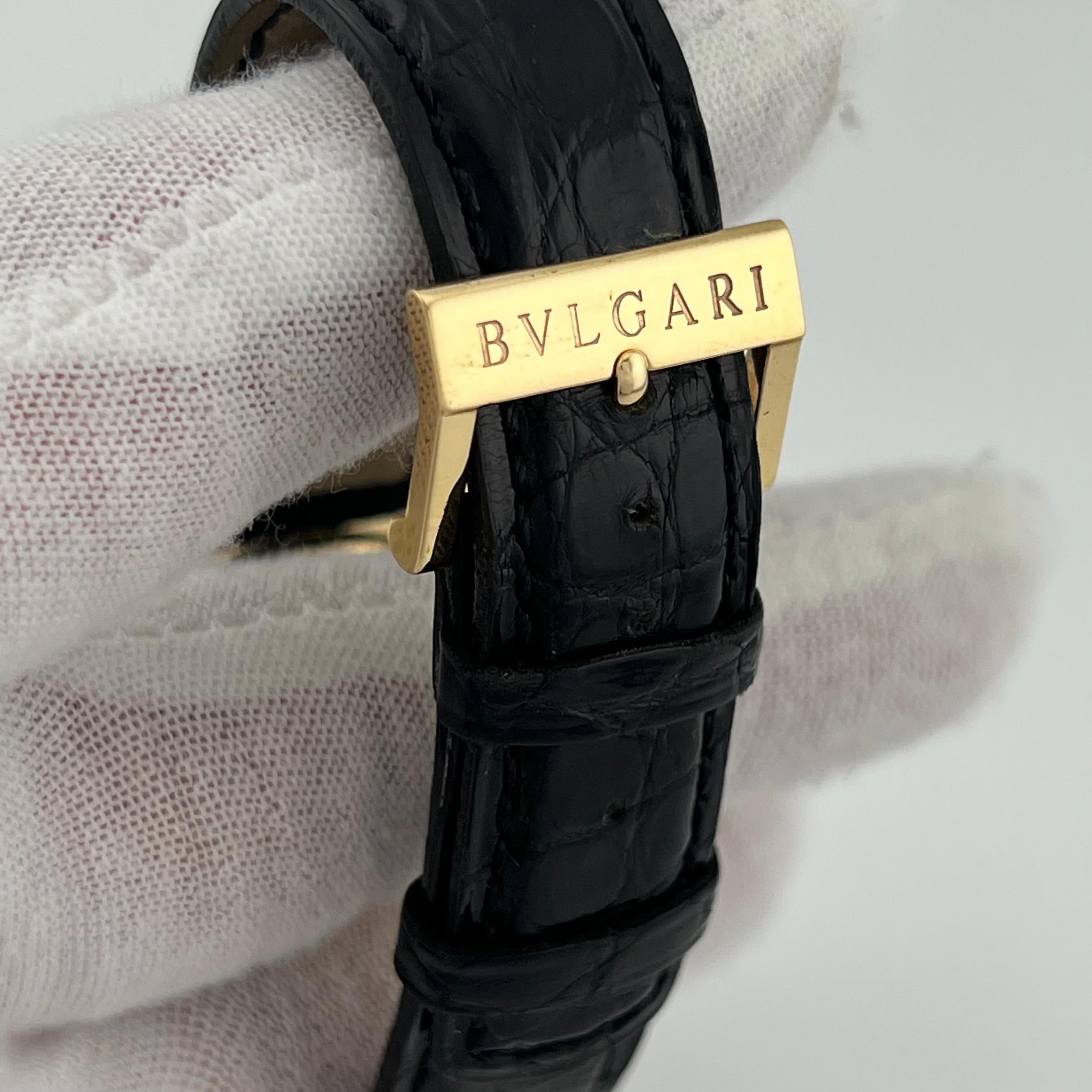 Bvlgari Anfiteatro AT35GL 35mm Oro Giallo 18K Quadrante Nero Automatico Scatola Documenti in vendita 3
