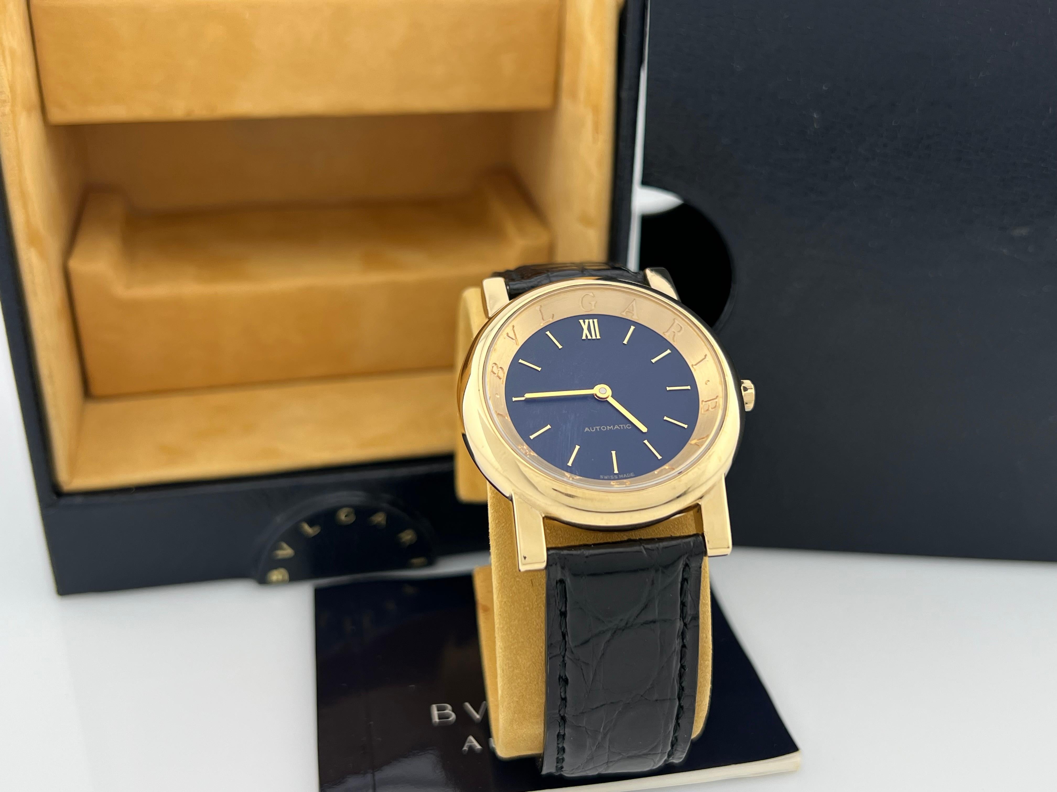 Bvlgari Anfiteatro AT35GL 35mm Oro Giallo 18K Quadrante Nero Automatico Scatola Documenti in vendita 5
