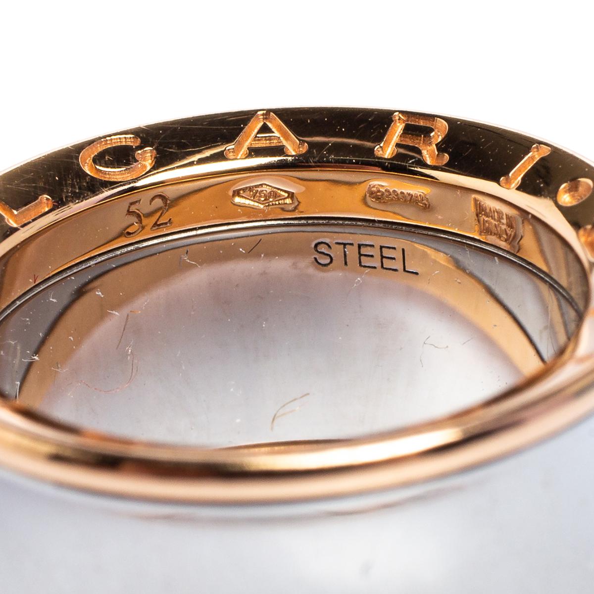 Contemporary Bvlgari Anish Kapoor B.Zero1 18K Rose Gold & Steel Band Ring Size 52